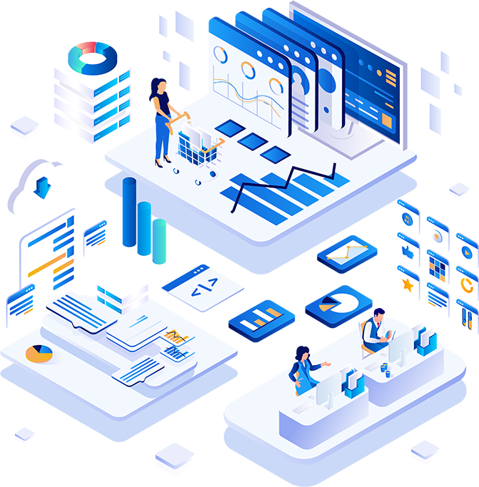 蓝色企业科技网页与小程序APP系统软件的设计与制作